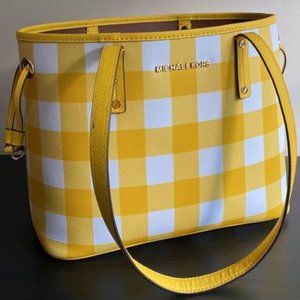 Michael Kors Yellow Plaid/Gingham Tote